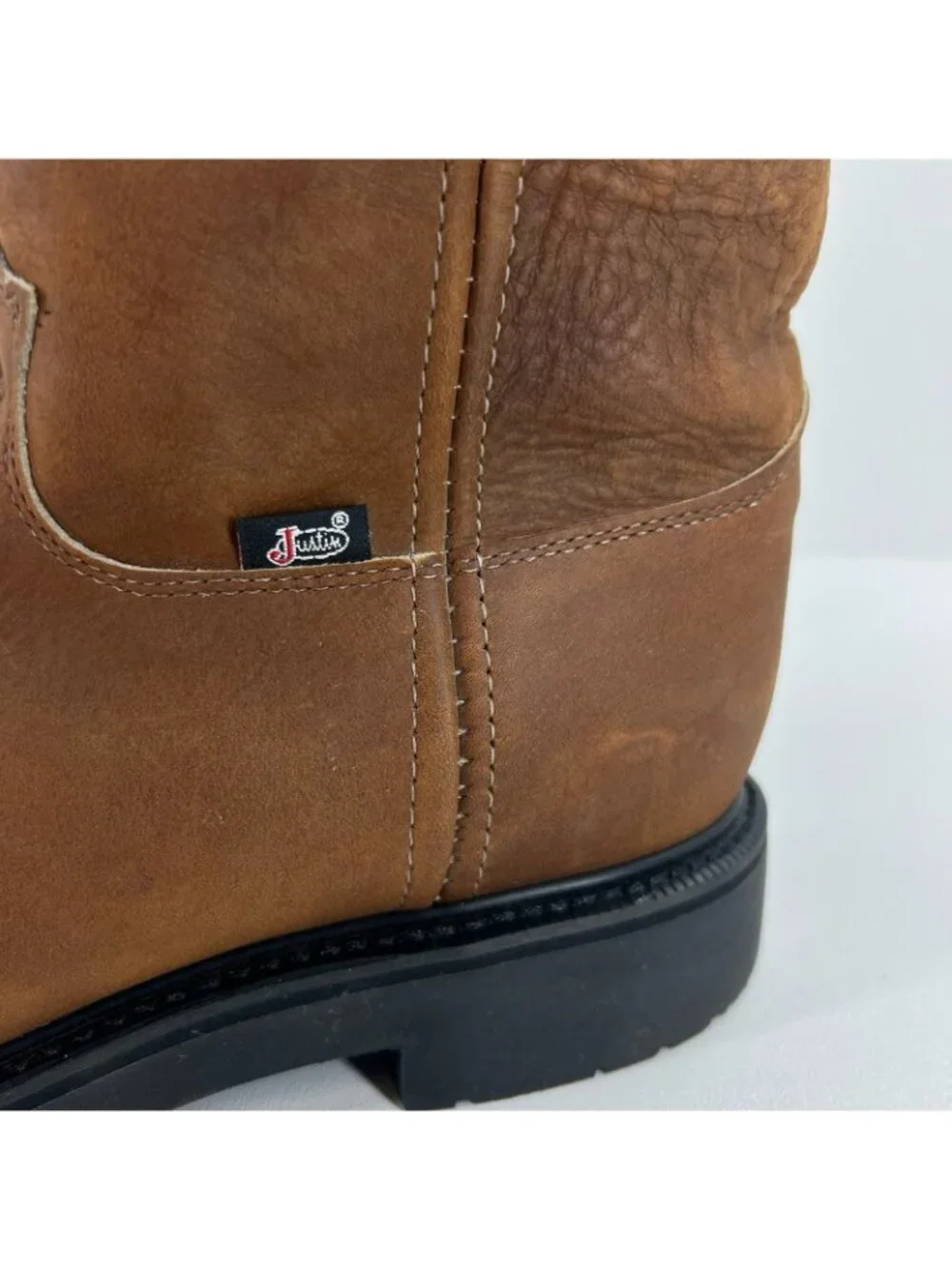 Justin Conductor 4760 Pull On Work Boots Mens 11 D Leather Slip Resistant Brown